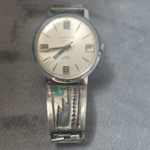 Caravelle Silver Watch with Turquoise Details